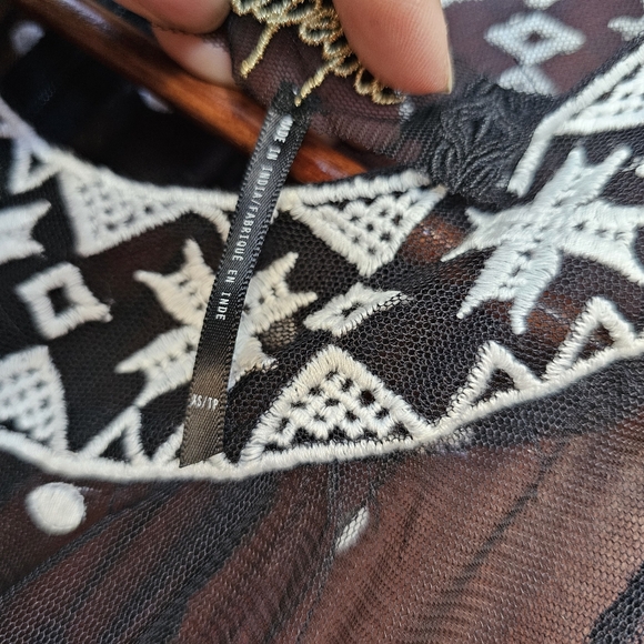 Free People Sheer Black Polka Dot Dress Top - Picture 3 of 4